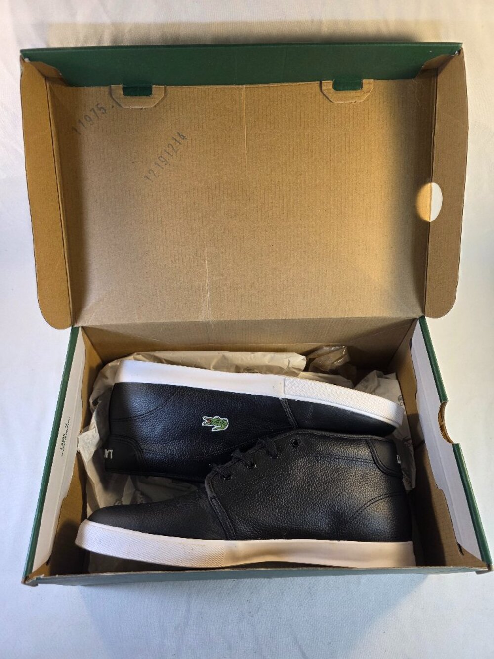 Lacoste Mens Ampthill TBR2 Black Leather Mid Top Sneakers Size 11 7-29SPM006602H
